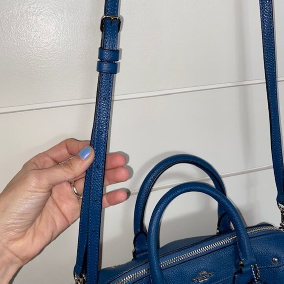 Authentic COACH Mini Bennett Satchel - Blue & Cream Shearling & Soft Leather - Picture 5 of 9